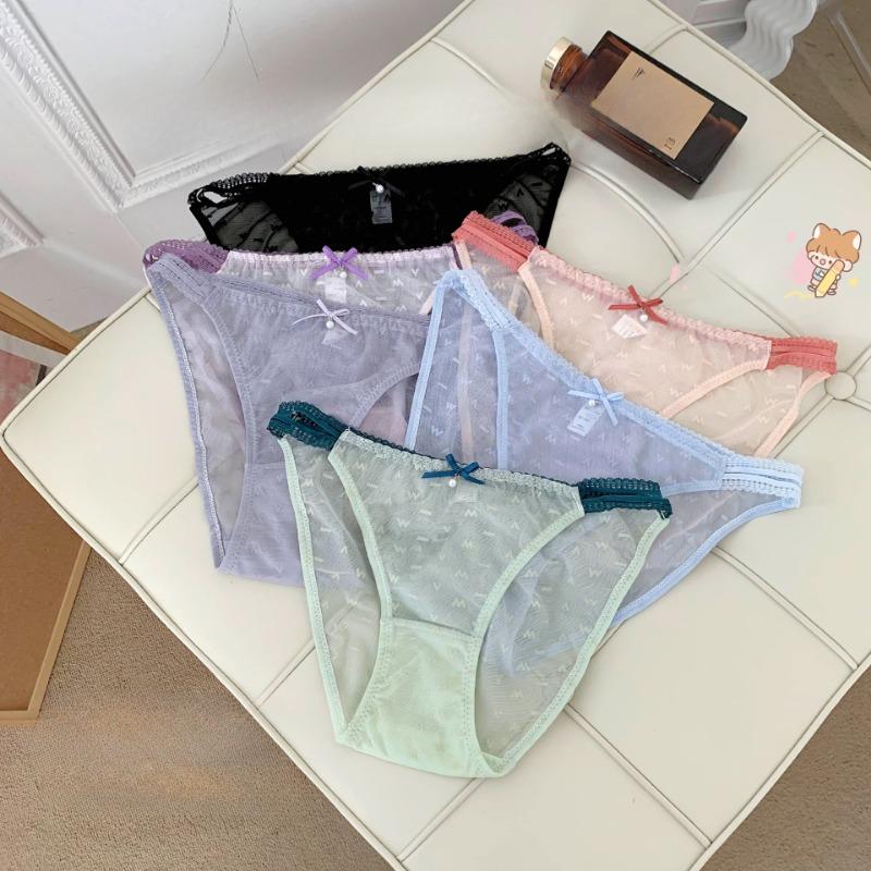 Low Waisted Knickers T-pants Sexy Sweet Triangle Underwear for Women High Slit Women's Briefs Summer Lace Quick Drying Triangle Underwear Panties