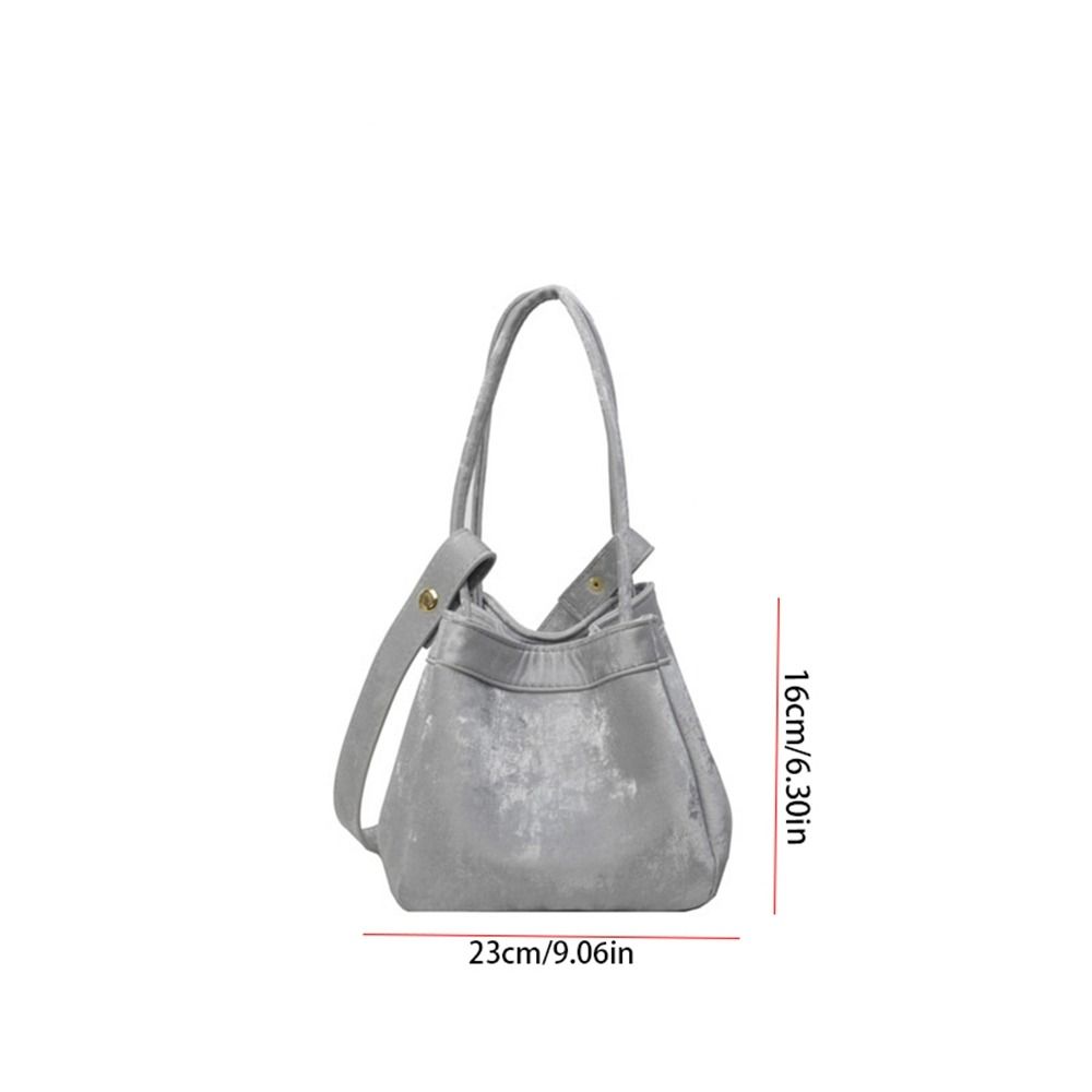 Large Capacity Vegetable Basket Bag Pure Color Shoulder Bag PU Leather Bucket Bag  Lady/Girls