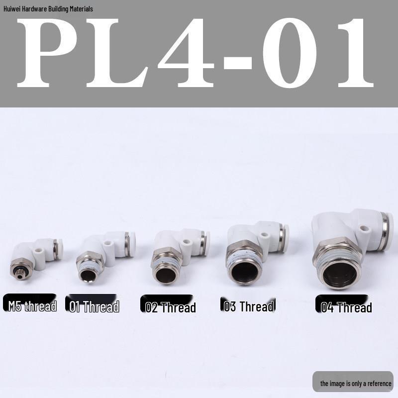 Быстроразъемное соединение для пневматической трубки: PL8-02, 4-M5, 6-01, 10-03, 12-04 Резьбовой угольник
