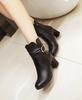 Fashion Female Comfortable Thick Heel Ankle Boots Fashion Buckle Zipper Boots Women Round Toe Fall Winter Shoes Black White Pink 456