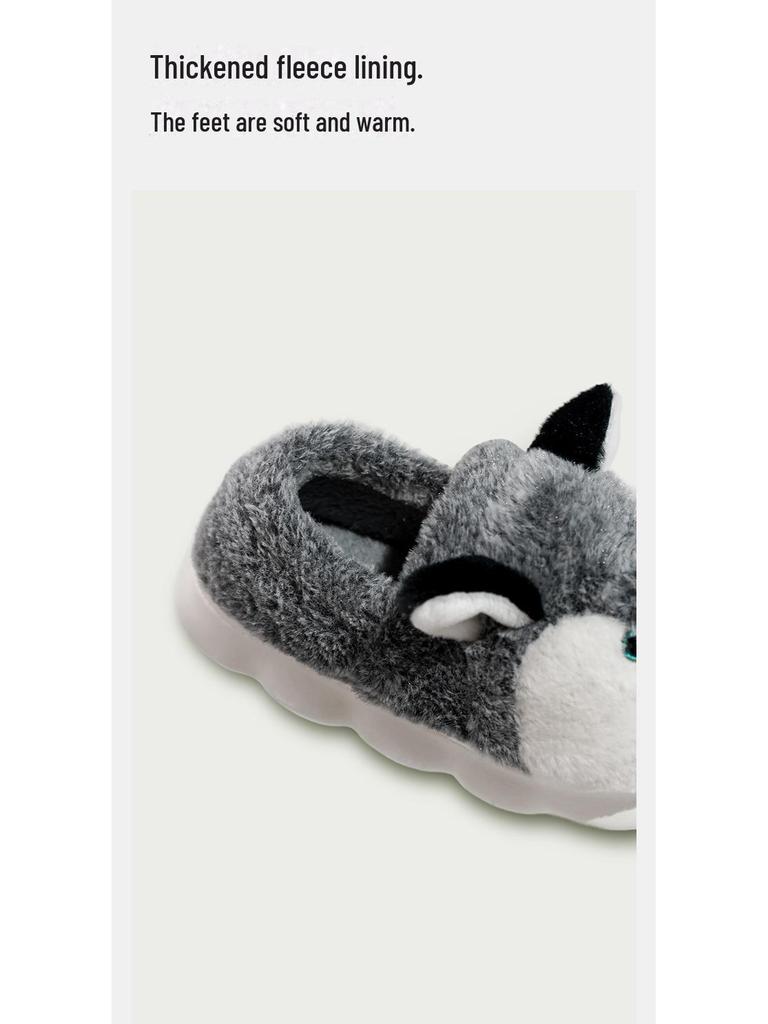 Men's Husky Plush Cotton Slippers: Warm, Cozy Indoor Winter Footwear for Couples
