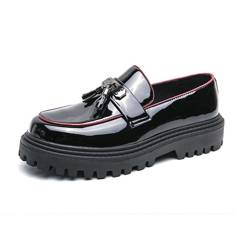 Новые повседневные кожаные туфли в деловом стиле для мужчин, удобные и дышащие, с кисточками и одним рукавом-педалью, увеличивающие рост, мужские мокасины