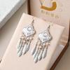 Classical Royal Style Texture Leaf Tassel Earrings Fashion Ethnic Enamel Rhinestone Elegant Earrings for Women Unique Jewelry