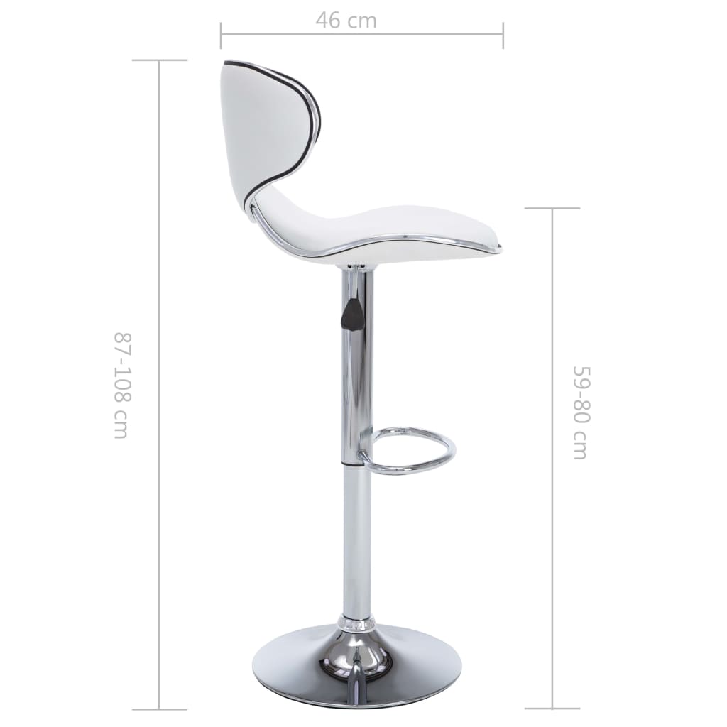 Bar Stool Set of 2 White Faux Leather