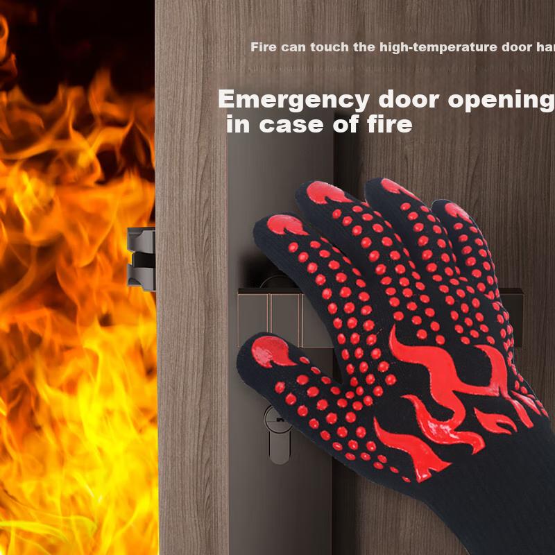 Golmud Heat-Resistant Gloves, 800-Degree Insulation, Thickened Anti-Scalding, Fireproof Flame-Retardant Silicone Microwave Oven Gloves GM580