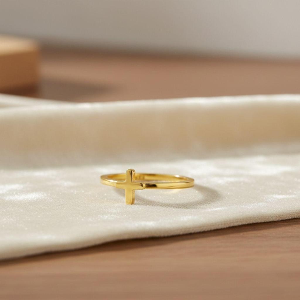 Женское кольцо-крестик из стерлингового серебра 925 пробы с позолотой, минималистичное