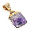 Natural Russian Charoite Two Tone 925 Solid Sterling Silver Pendant 1.50'' D4i22