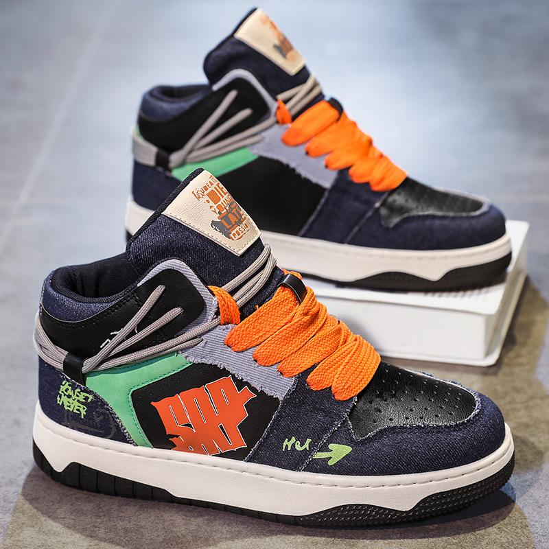 2024 Новые мужские повседневные спортивные туфли для осени и зимы, дизайнерские роскошные модные кожаные универсальные высокие туфли