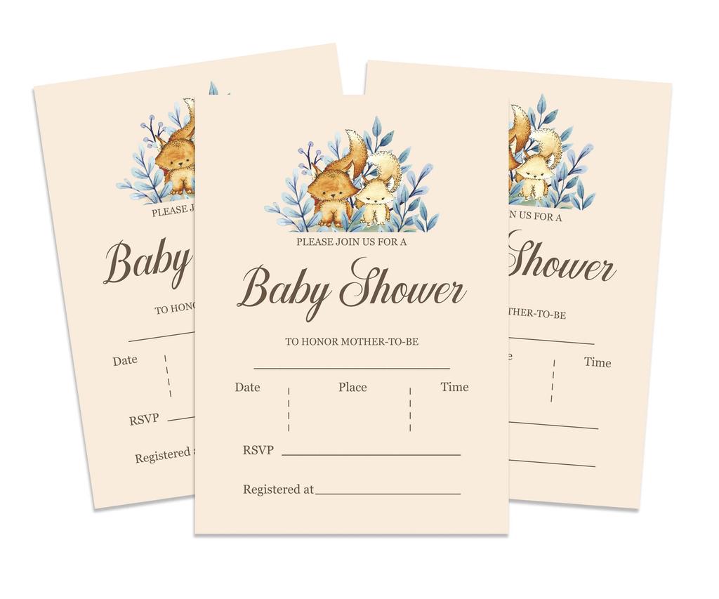 Inkdotpot 30 пригласительных открыток на вечеринку в стиле Baby Shower, заполняемых в стиле «Животные», «Гендерно-нейтральные», «Пустые приглашения»