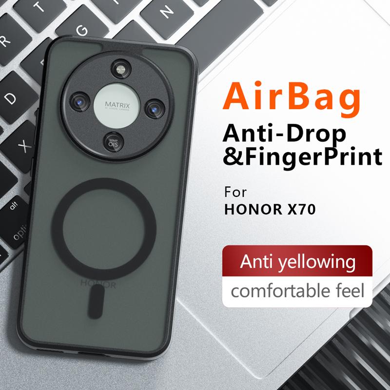 Чехол для Honor X70 Противоударный Магнитный Матовый PC+TPU Защита от отпечатков пальцев Полупрозрачная Крышка для HONOR X 70