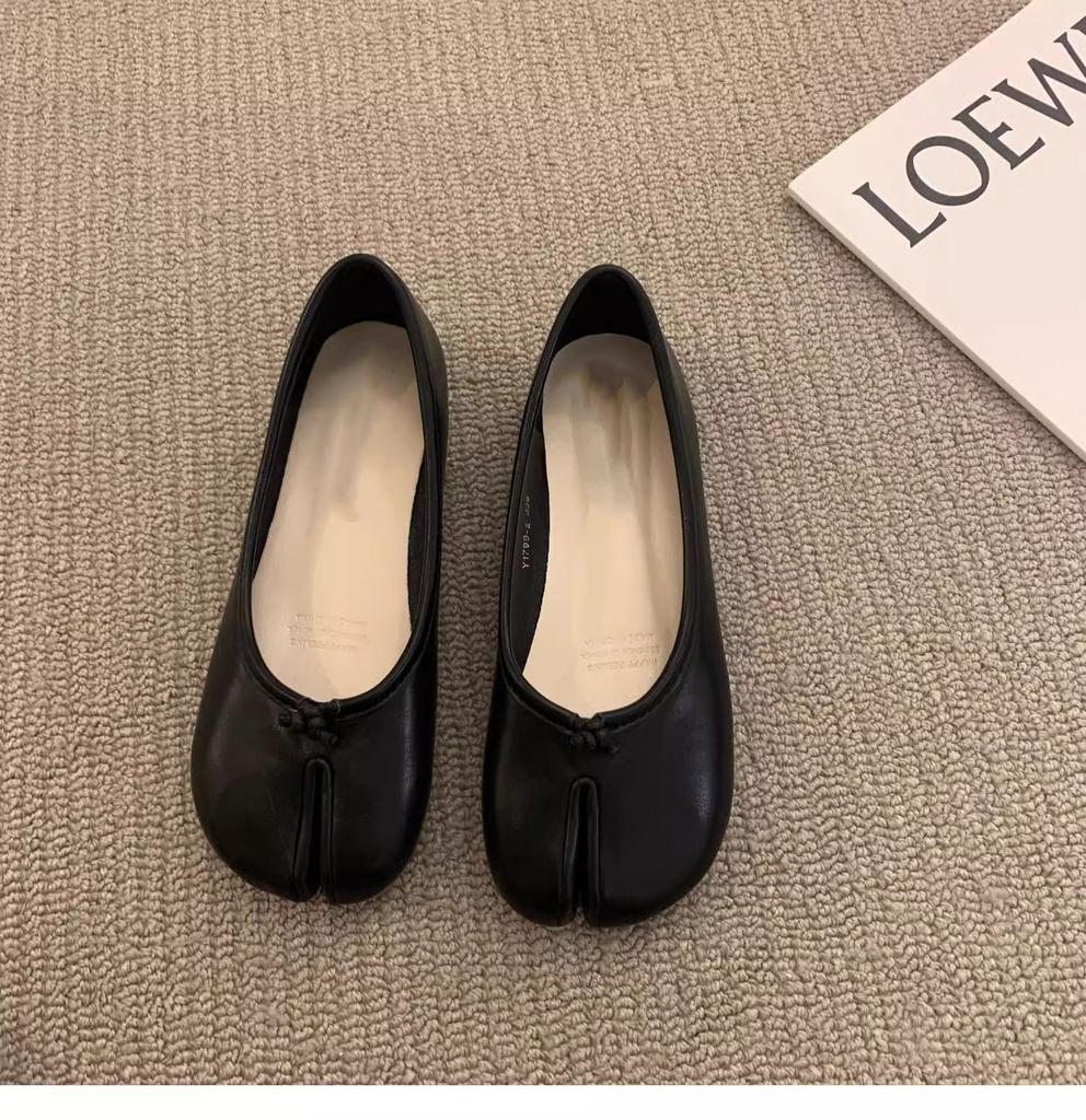 Women Ballet Flats 2026 Spring Summer PU Leather Footwear French Vintage Single Shoes Fashion Lightweight Non-slip Casual Shoes