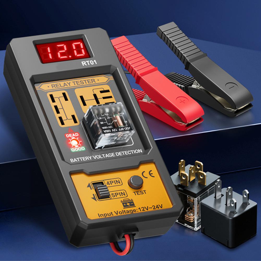Тестер автомобильных реле 12-24 В, тестер напряжения со светодиодным индикатором, анализатор реле 4 5 контактов, прибор для проверки напряжения аккумулятора, диагностический инструмент