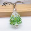 Decorative Handbag Charms Handmade Christmas Beaded Keychain, Xmas Tree Wreath Gift Box Bell Key Ring Santa Keyring, Backpack Hanging Decor for Party