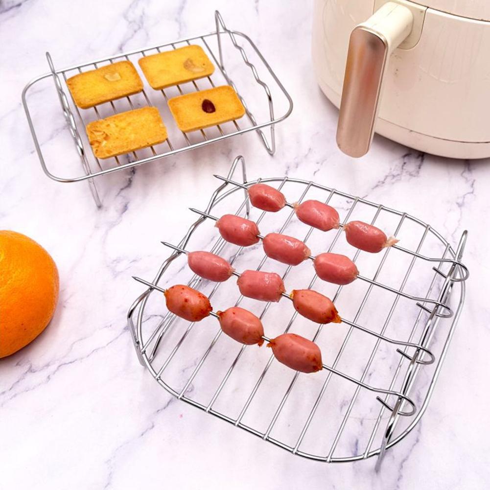 Air Fryer Stainless Steel Rack Tray&Steaming Racks Air Fryer Tools Baking Pan BBQ Gril Baking Cooker Accessories Cooking Tools