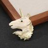 Brooch Pin Horse Design Enamel Pin with Imitation Crystals Enamel Faux Pearls Fairy Tale Brooch Artistic Accessories