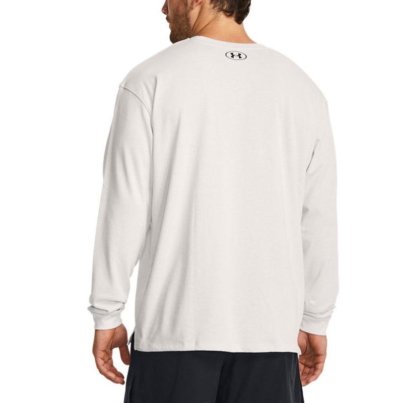Under Armour Футболка Johnson Series Solid Cuffed Training Loose Fit с круглым вырезом и длинным рукавом, с заниженной линией плеч, мужская, белая 1380125-114