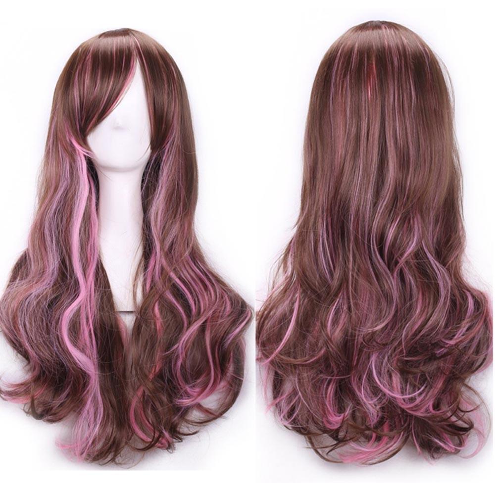 Women Lady Long Hair Wig Curly Wavy Synthetic Anime Cosplay Party Full Wigs