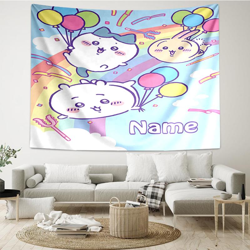 Custom Name Usagi Print Tapestry, Backdrop, Easy Setup, Ideal for Bedroom, Office & Living Room, with Aesthetic Wall Hanging Decor.