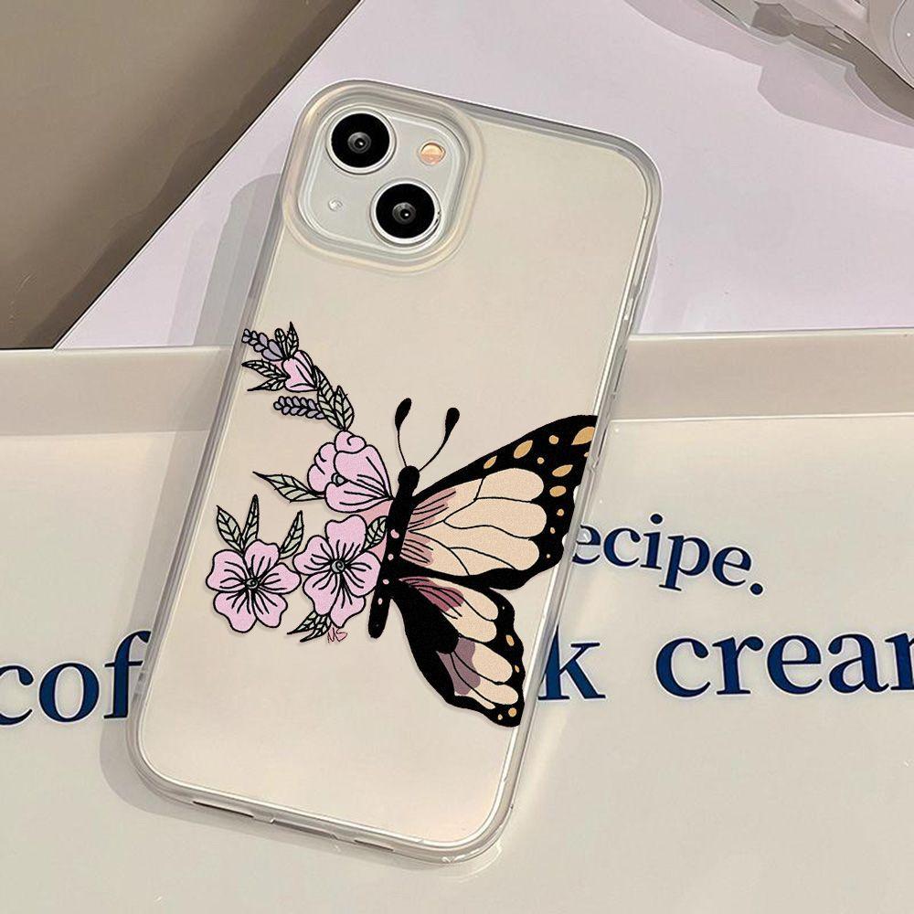 Цветок бабочка для iPhone17promax Apple 17 матовый с большим отверстием чехол для мобильного телефона 16/15 противоударный 14Pro