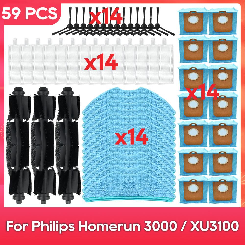 Fit For ( Philips 3000 / XU3100 / XU3110 / XU3000 ) Main Side Brush Filter Mop Dust Bag Robot Vacuum Cleaner Parts Accessories