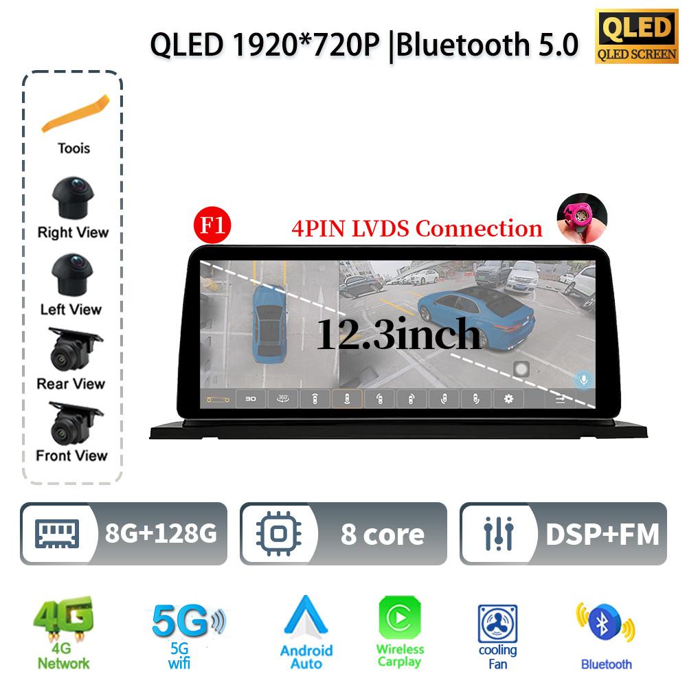 12,3" для BMW 5 серии F07 GT 2011-2017 Android 14 автомобильное радио мультимедиа стерео 4G GPS навигация WIFI беспроводной BT CarPlay экран