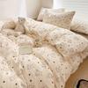 Class A Maternal Infant Grade Washed Cotton Linen 4-Pcs Set Double-Layer Yarn Quilt Cover Dormitory Bed Sheet 3-Pcs Set Household Bedding