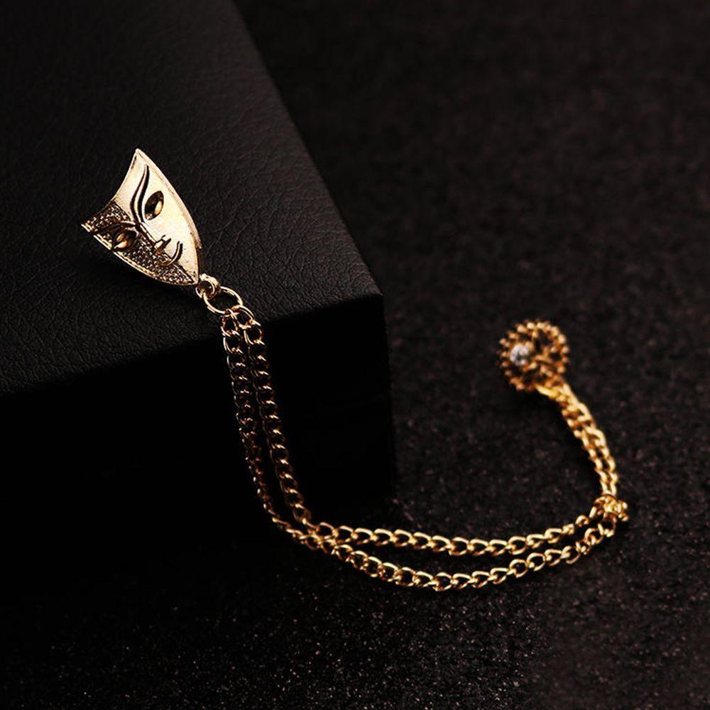 Gold Color Suit Accessories Lapel Pins Tassel Brooches Women Men Mask Tassel Chain Brooch Brooch