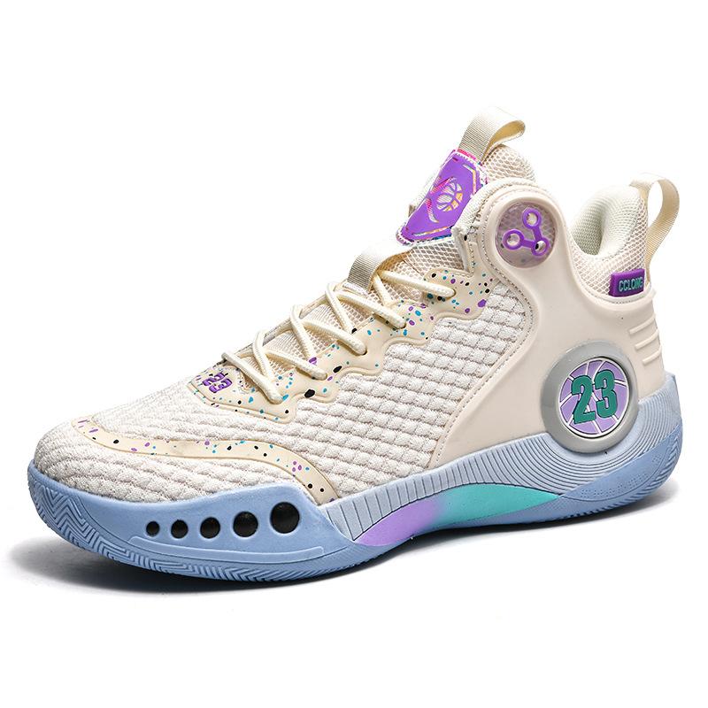 Большие размеры сетчатые мужские дышащие кроссовки новые кроссовки до середины голени для пар фактические боевые баскетбольные кроссовки для тренировок