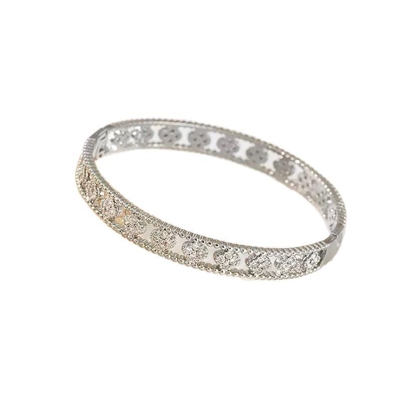 2026 Four-leaf Clover Bracelet Women's Hollow Design High-end Flower Bracelet Full of Diamonds Kaleidoscope Bracelet Versatile Jewelry