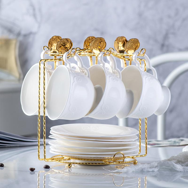 Стойка для кофейных чашек и блюдец вмещает 6 кофейных чашек и 6 тарелок, кухонная стойка для сушки, прочная современная подставка для кружек для столешницы