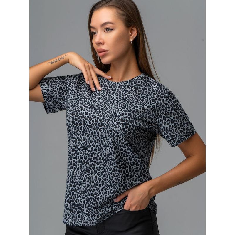 Летняя футболка с круглым вырезом и короткими рукавами с леопардовым принтом 3D, модная повседневная спортивная одежда