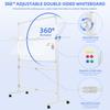 Magnetic Standing Mobile Easel Board Rolling Dry Erase Board, 40 x 28 Inch Large Whiteboard, Height Adjustable Double Sided Style White with Stand for