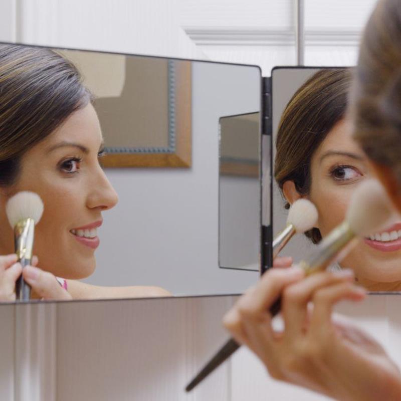 Белое выдвижное регулируемое подвесное три зеркала для макияжа, складное три зеркала, тройное точечное зеркало, портативное косметическое средство