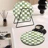 6 Pcs/Set Round Lampwood Coasters Classic Green Mosaic Cork Inserts Nature Inspired Decorative Tripod Coasters for Home