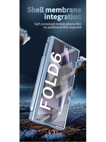 Совместимый чехол для Samsung Z Fold7/6 с отсеком для стилуса на двойном шарнире, пленкой-оболочкой для стилуса, полным покрытием и защитой от падений.