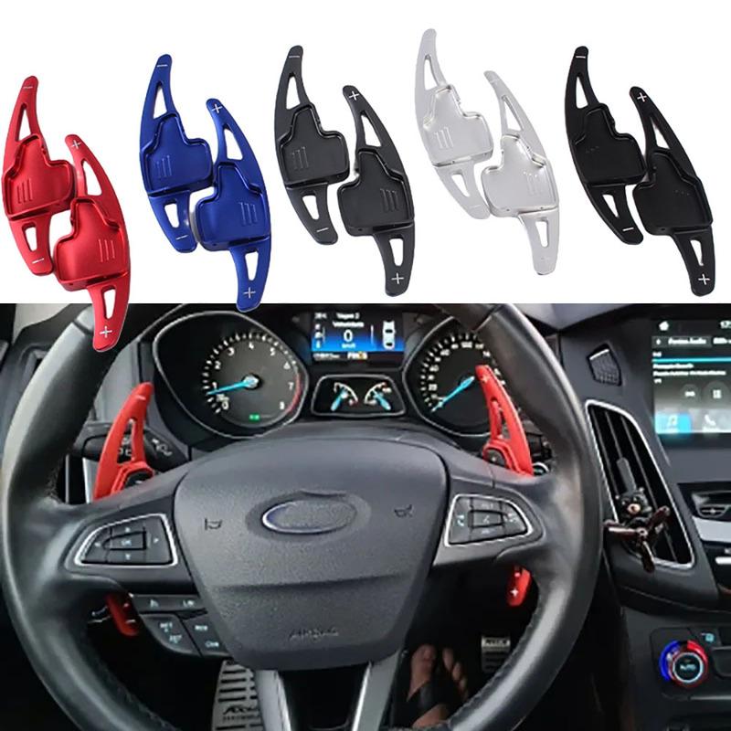 Pair Car Auto Steering Wheel Shift Paddle Extender Stickers Aluminum for 2015-up Ford Focus Kuga, +Ecosport, + Escape