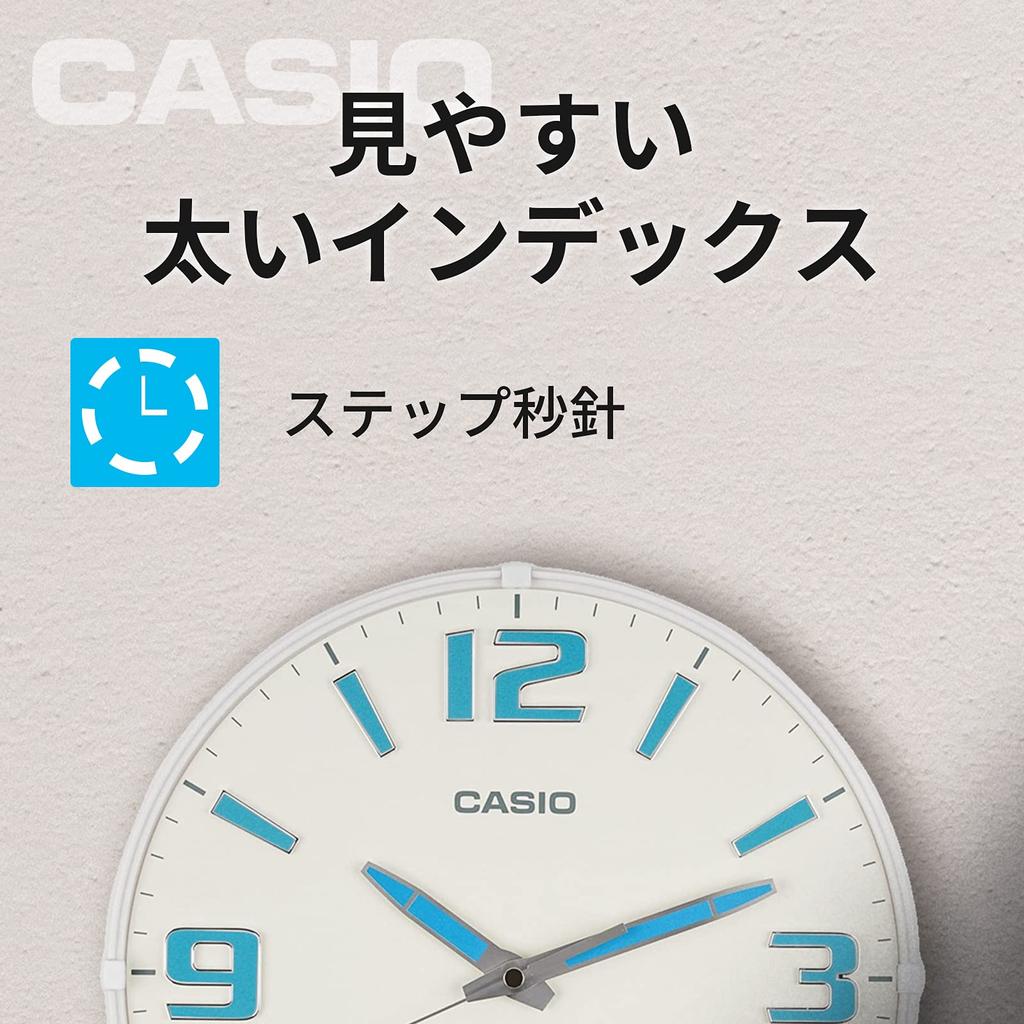 Casio Настенные ночные часы с секундной стрелкой, радиоуправляемые, белые, аналоговые, функция, IQ-1009J-7JF