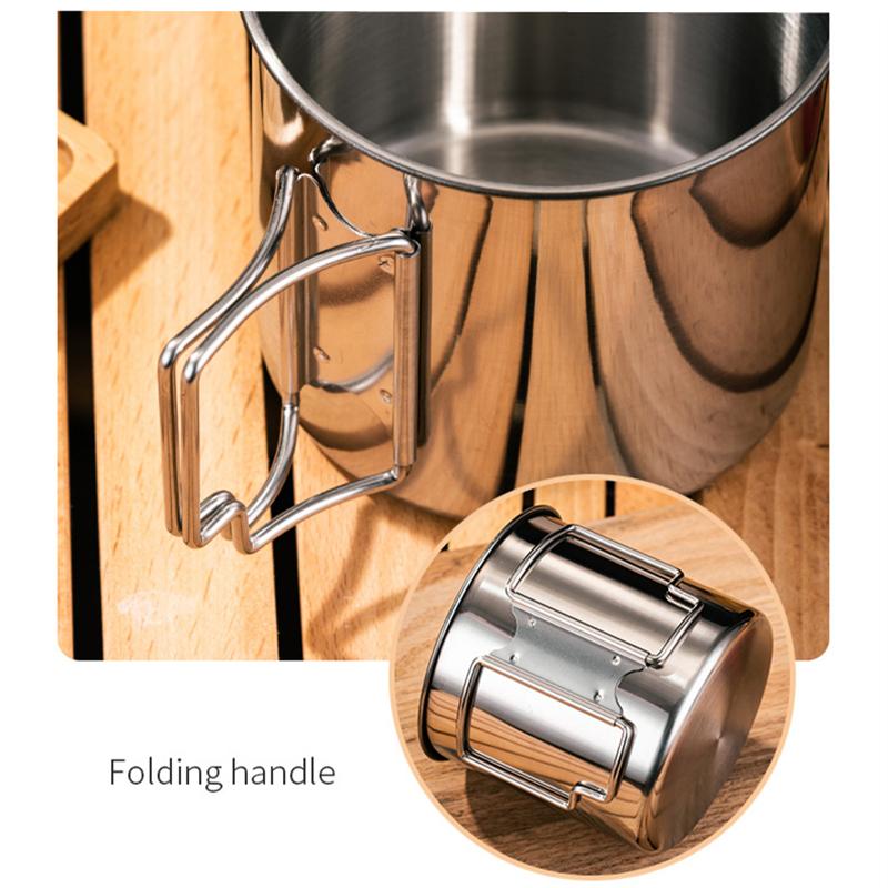 Складная походная кружка с ручкой из нержавеющей стали для пива, кофе, чая, кружки для переноски молока, воды, для дома, походов, путешествий