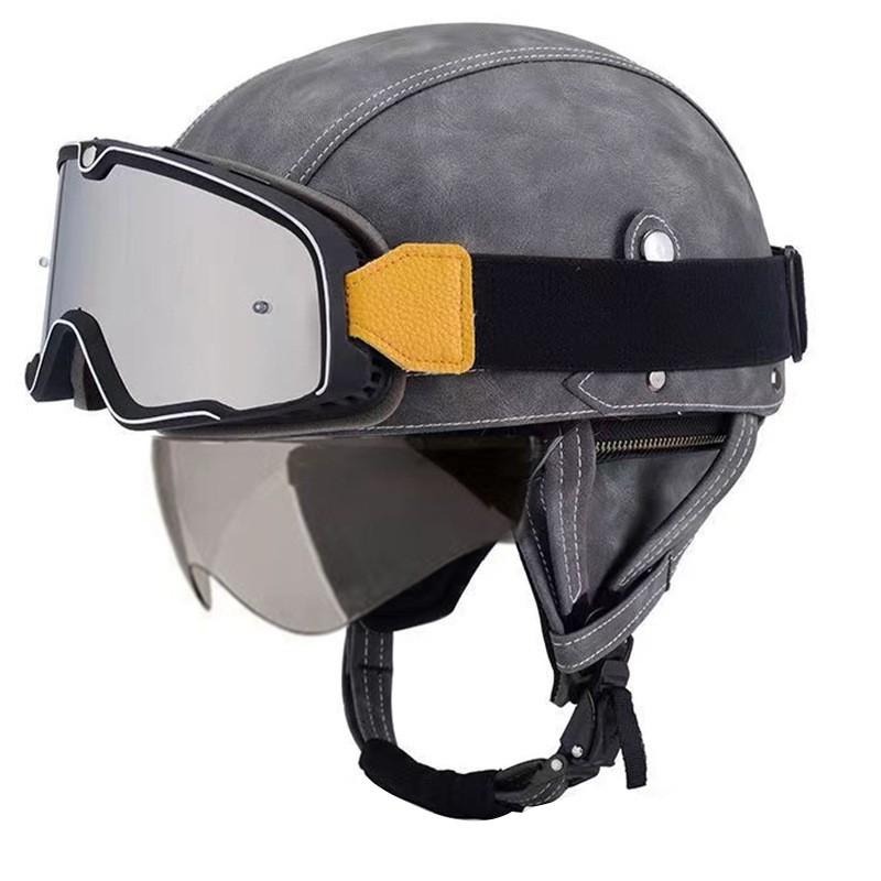 Vintage-Style Open Face Motorcycle Helmet Adults Unisex ABS Half With 3C Certification