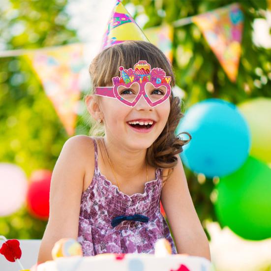 6Pcs Happy Birthday Glasses Frame Baby Shower Kids Boys Girls Birthday Party Decoration Paper Eyeglasses Eyewear Photo Prop Party Supplies