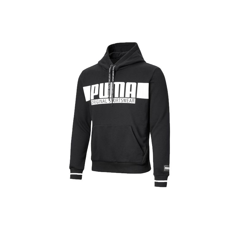 Puma Printed Pullover Hoodie Men Tops Black 852007-01