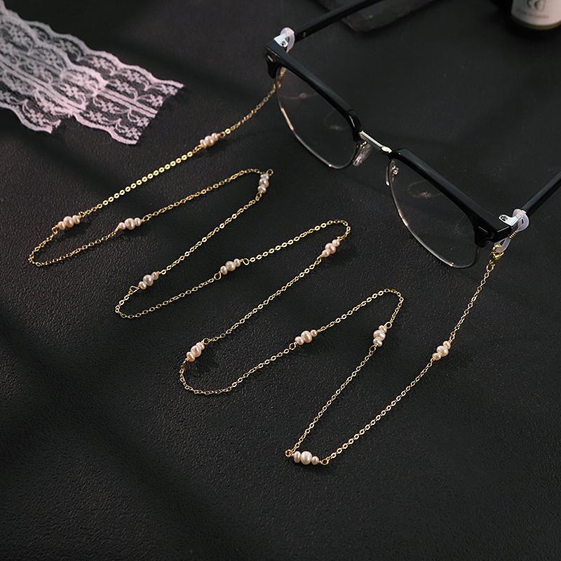 Natural Freshwater Pearl Double-Layer Eyeglass Necklace for Women Sunglasses Eyewear Strap Holder Statement Fashion Jewelry