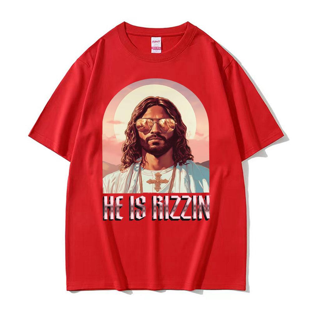 He Ls Rizzin Jesus Rap Easter Jesus Shirt TShirt Unisex Clothing Hip Hop Humor Style T Shirt Tops Unisex Comfort 100 Cotton Tees