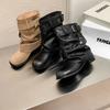 Модные женские ботильоны в западном стиле, модные ботильоны до середины икры на толстом каблуке в ретро-стиле, осенняя женская обувь
