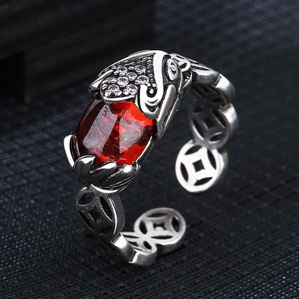 Pixiu Ring Retro Feng Shui Amulet Open Adjustable Ring Buddhist Mani Mantra Wealth Ring Wealth Lucky Jewelry Ring