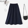 ZANZEA Женские повседневные однотонные свободные длинные юбки с эластичной резинкой на талии
