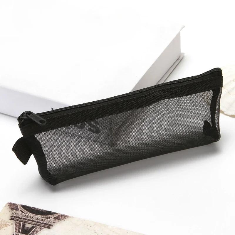 Простая видимая сетка для хранения кистей для макияжа, большая вместительная сумка-органайзер для студентов, канцелярских принадлежностей, цветной нейлоновый сетчатый пенал