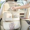 Car Seat Back Storage Bag Cute Cartoon Leather Multifunction Car Backseat Organizer Cup Holder Tissue Holder Anti Kick Pad