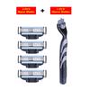 5pcs/set=1 Shaver Holder + 4 Blades Men's Razor Blades Hair Removal Shaving Razors