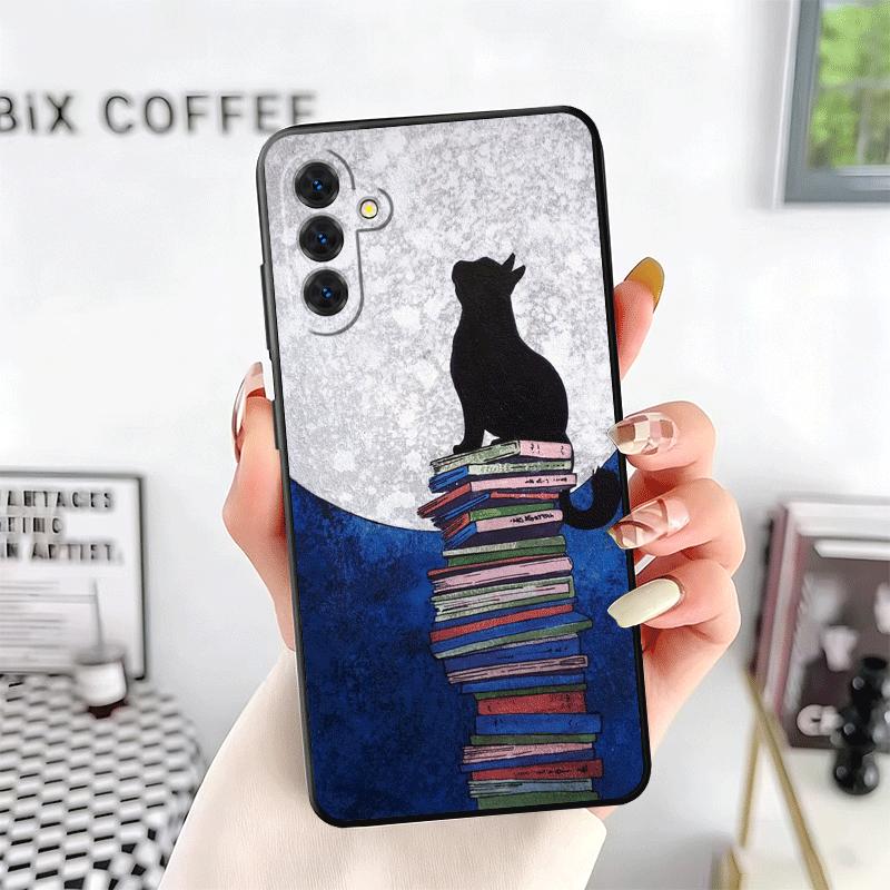 Black Cat Aesthetic Pattern Soft Phone Case for Samsung A17 A37 A57 A16 A26 A36 A56 A15 A25 A35 A55 A14 A24 A34 A54 A13 A23 A33